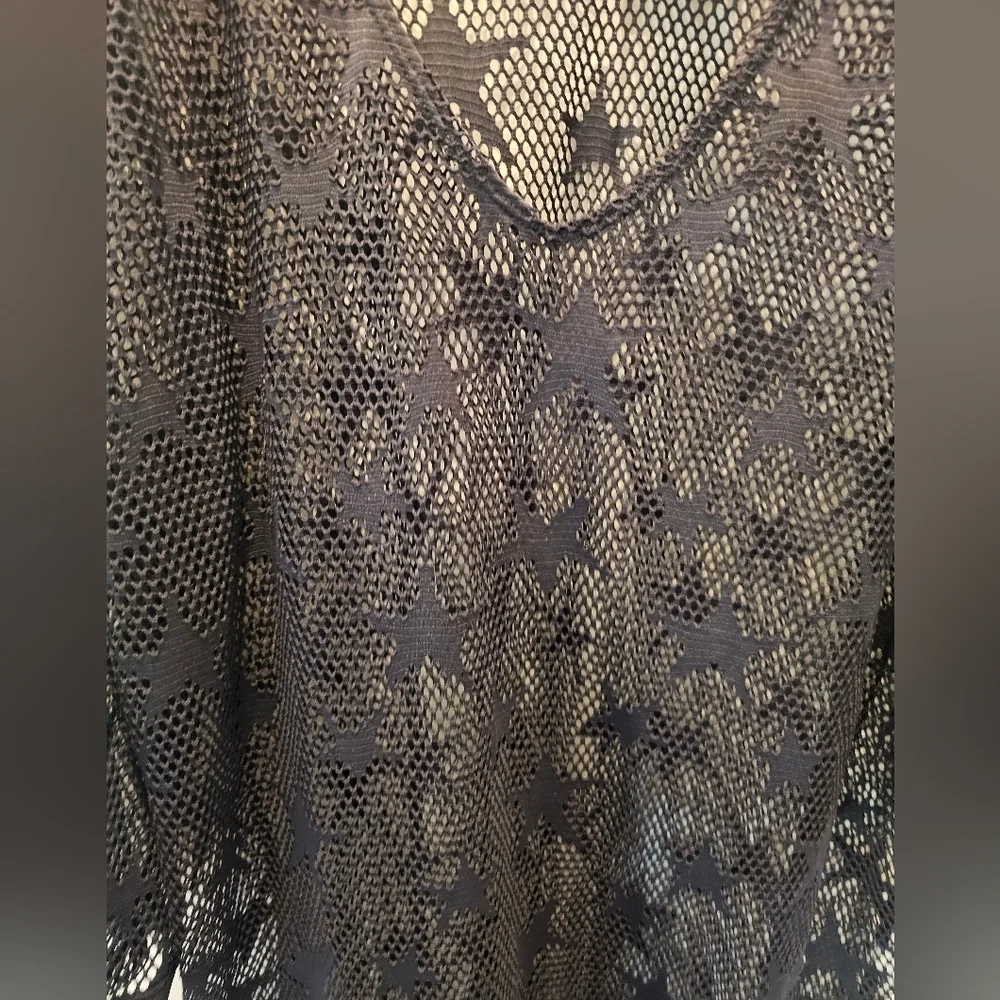 NWT! APT. 9 Swim Coverup, Navy Blue Stars, Sheer Mesh, Short Sleeve 2x - Picture 2 of 11